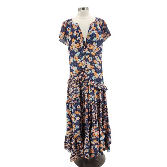 Sundance Womens Medium Dress Pretty Petals Floral Multicolor V-neck Maxi Boho - Picture 1 of 9